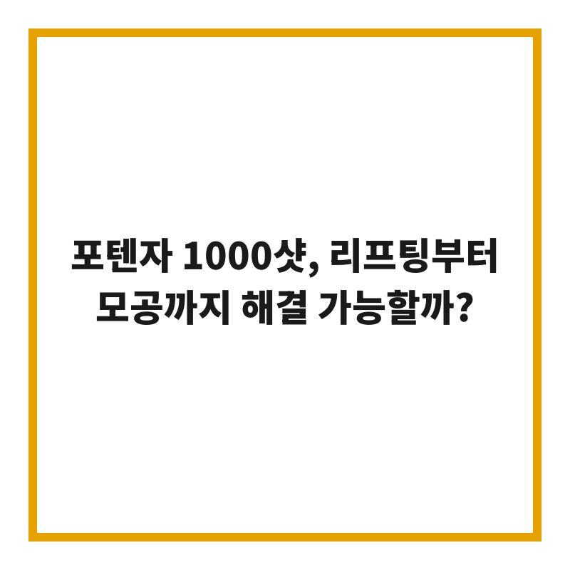 포텐자 1000샷, 리프팅부터 모공까지 해결 가능할까?